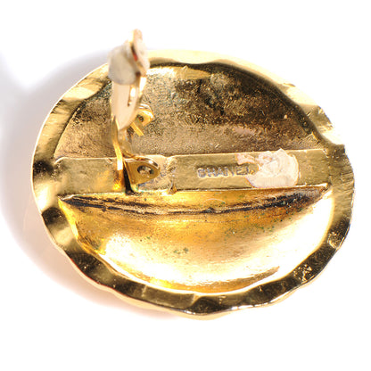 Chanel Metal Quilted CC Round Clip On Earrings Gold 5 of 5