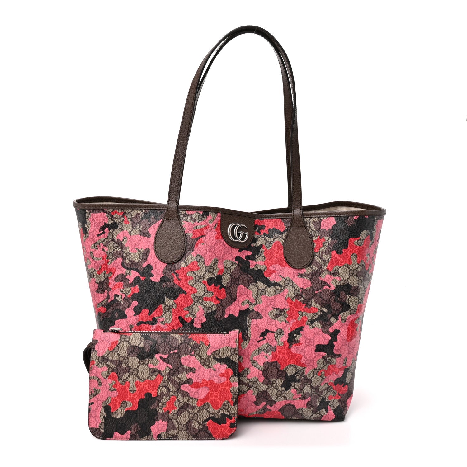 Gucci GG Supreme Monogram Camouflage Tote Pink Red 2 of 10