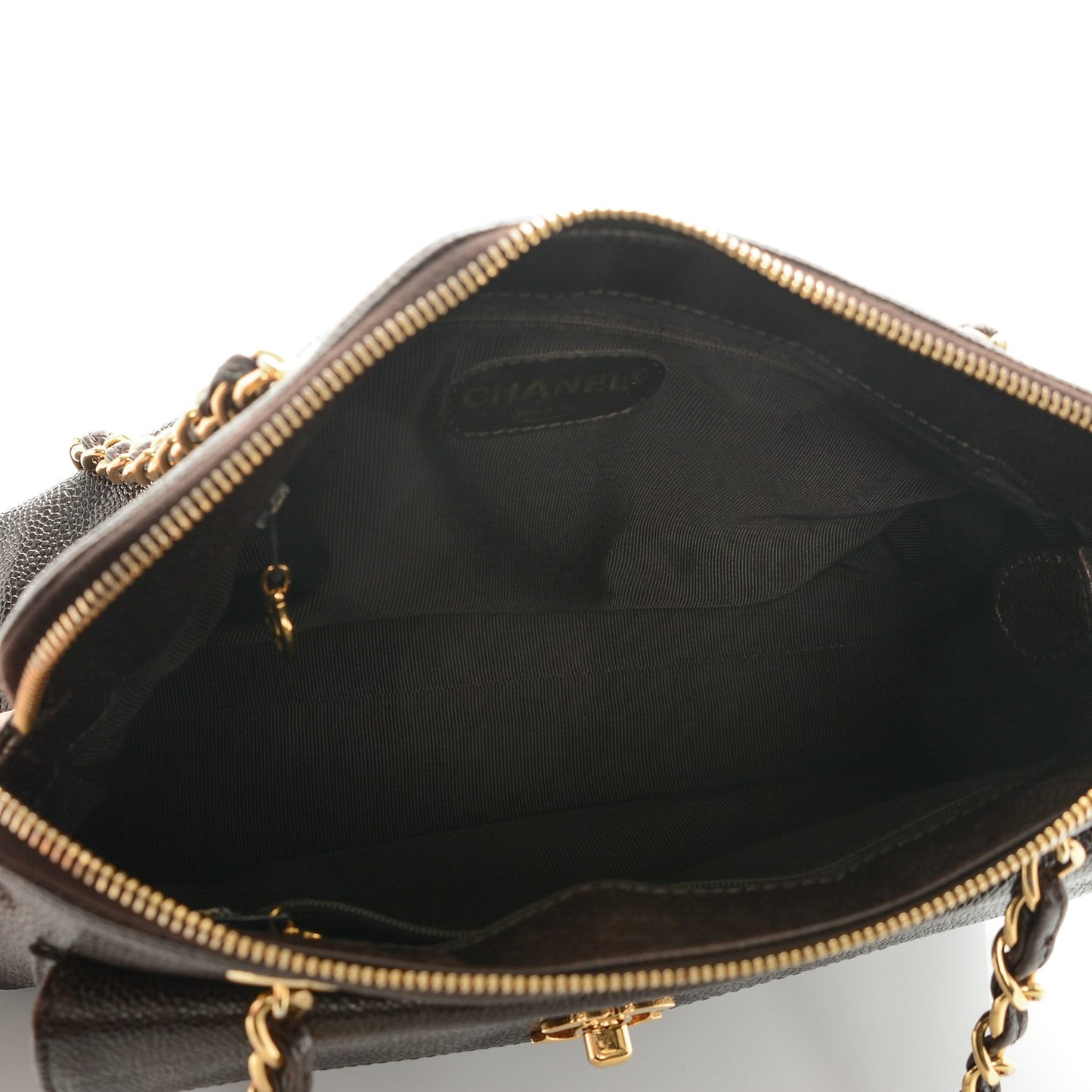 Caviar Flap Shoulder Bag Brown
