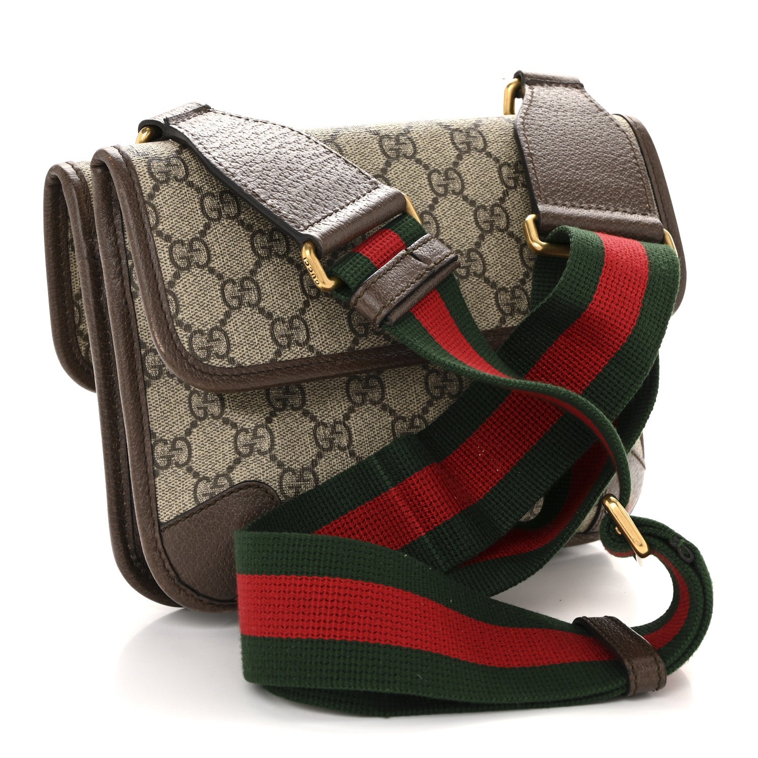 Gucci GG Supreme Monogram Web Small Neo Vintage Double Flap Messenger Bag Beige New Acero 3 of 13