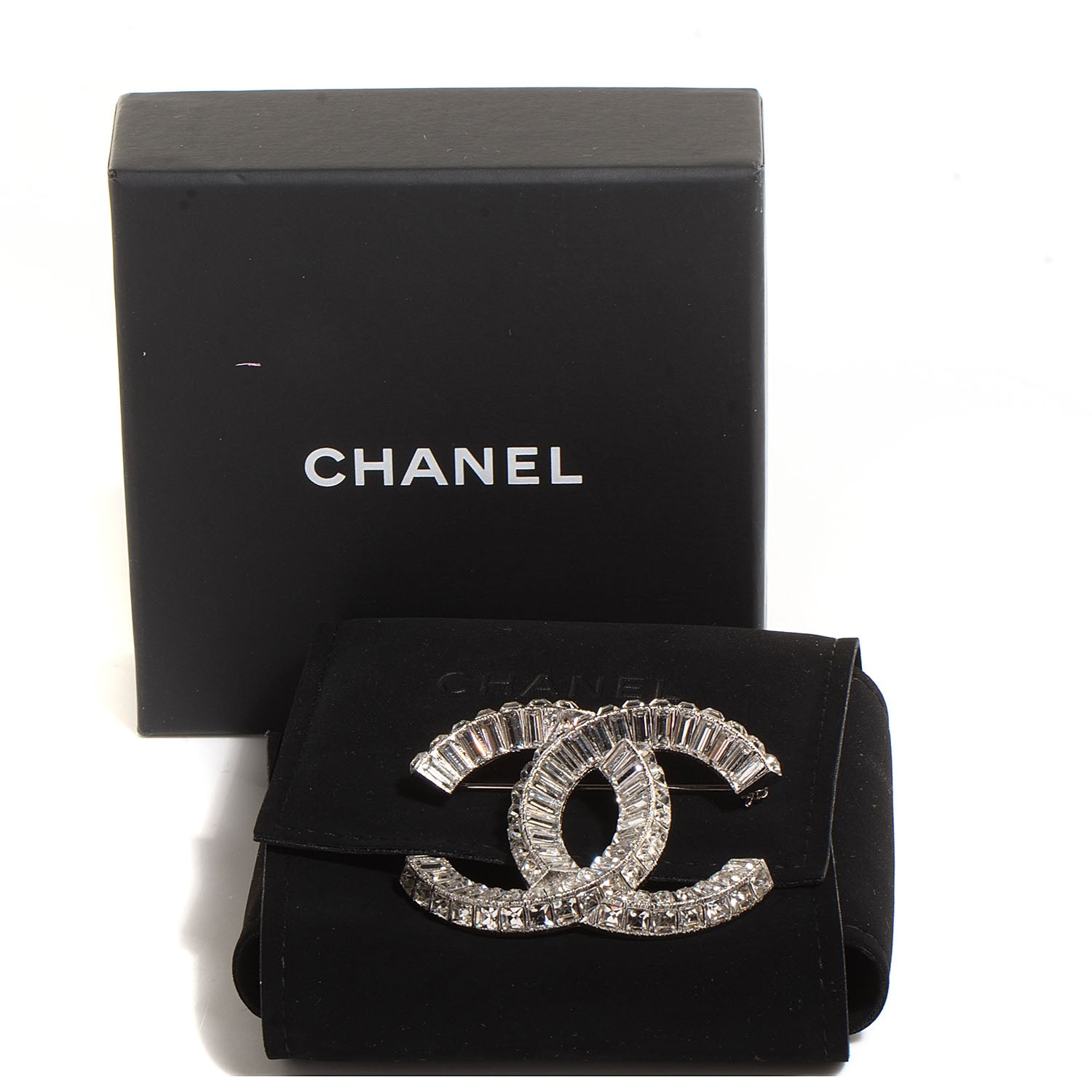 Chanel Baguette Crystal CC Brooch Silver 5 of 5