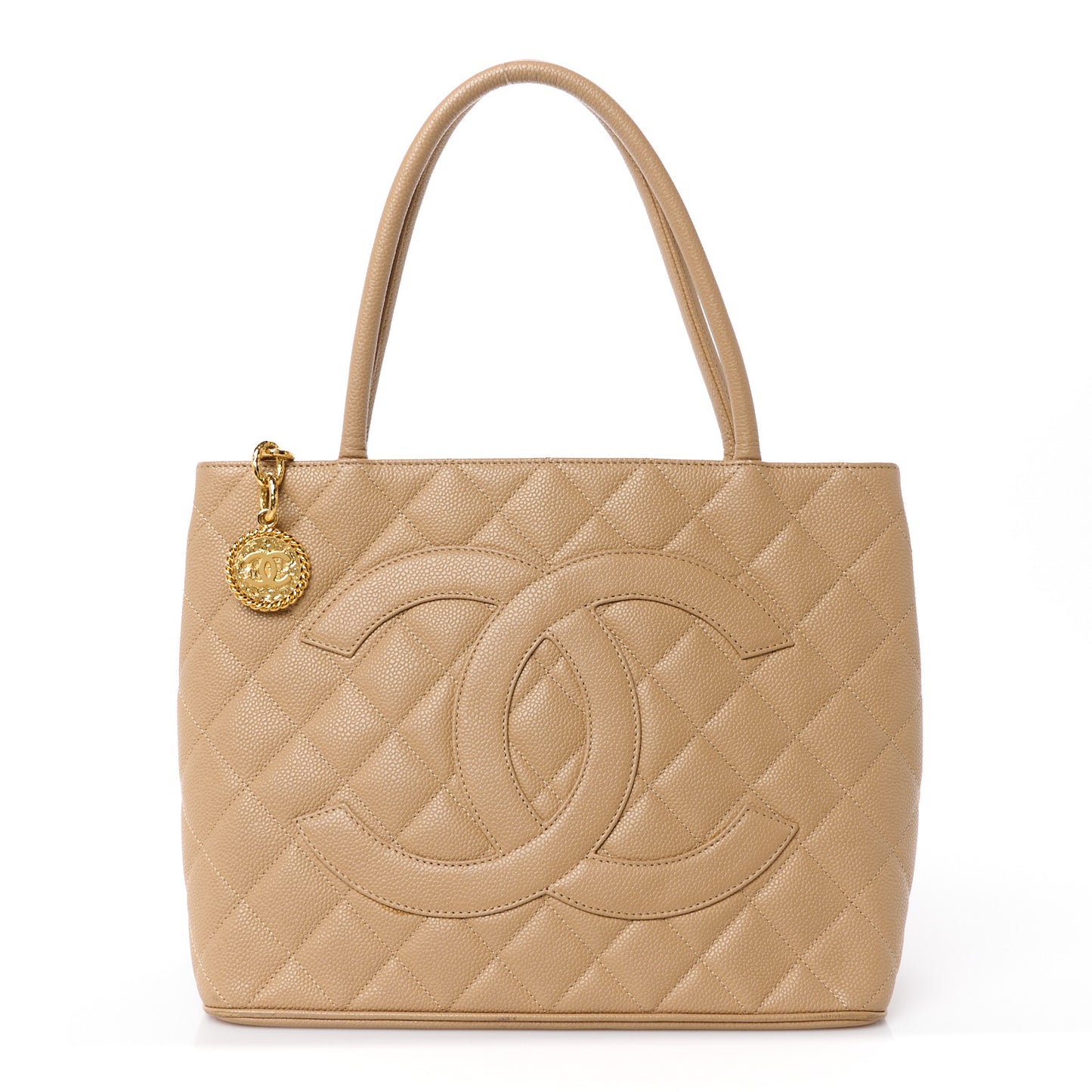Caviar Quilted Medallion Tote Beige