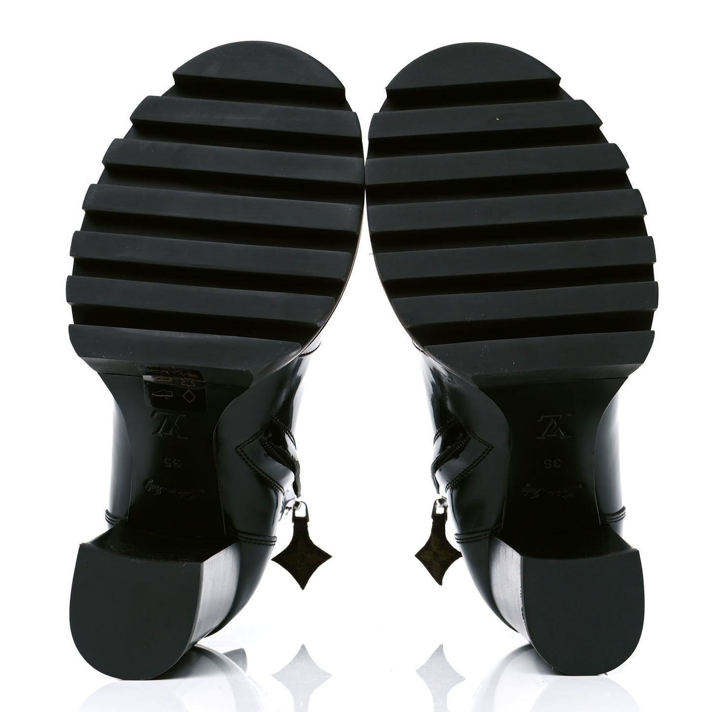 Patent Calfskin Monogram Star Trail Ankle Boots 35 Black