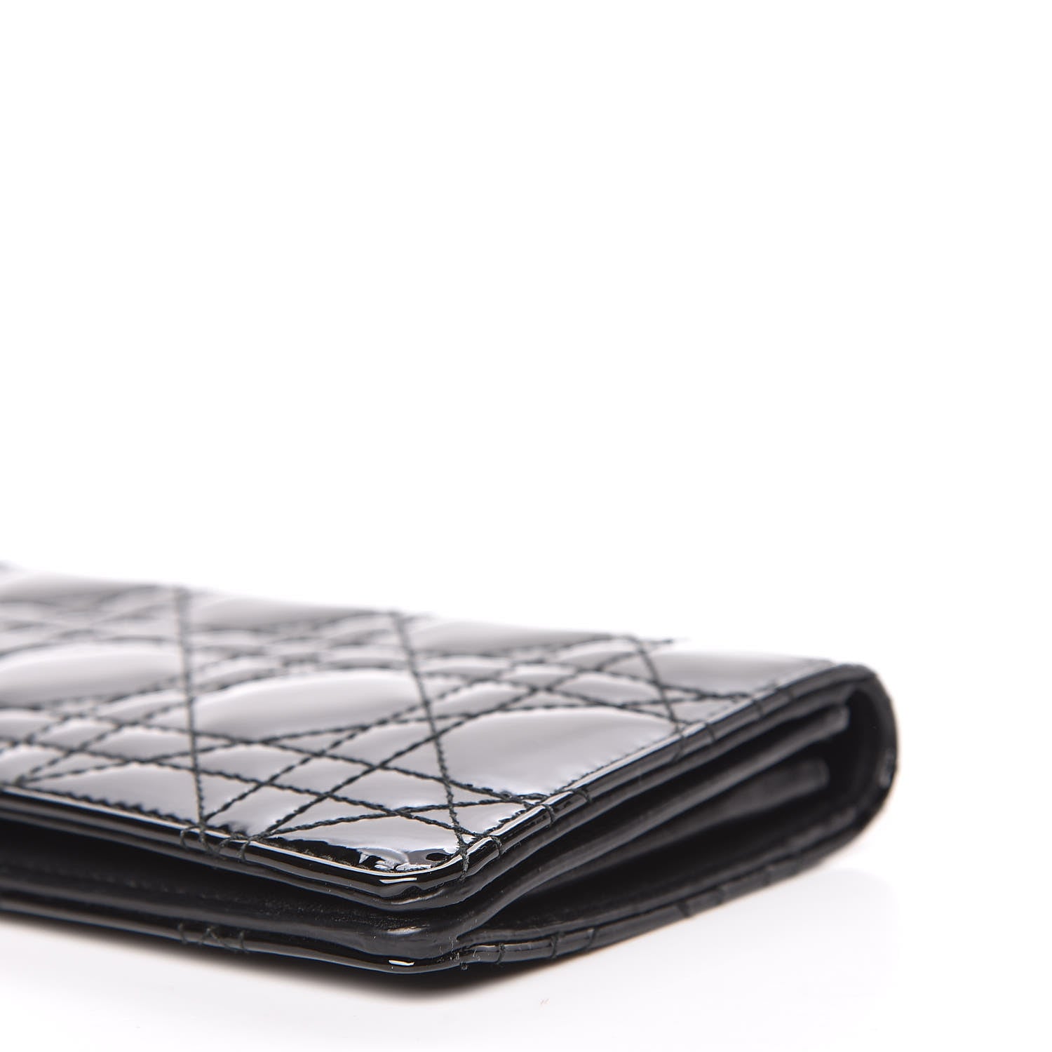 Christian Dior Patent Cannage Lady Dior Yen Wallet Black 6 of 14