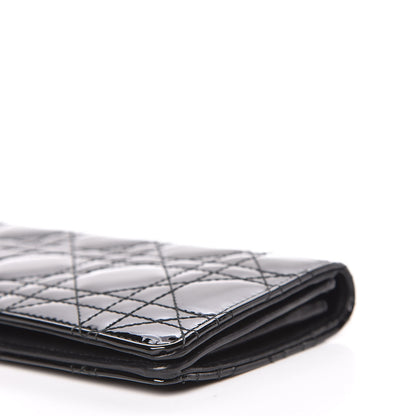 Christian Dior Patent Cannage Lady Dior Yen Wallet Black 6 of 14