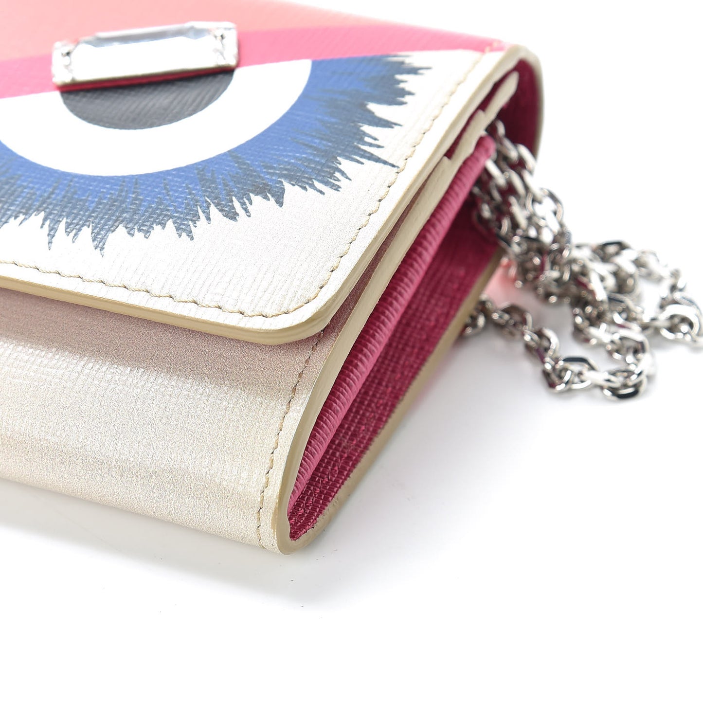 Vitello Elite Crystal Eye Monster Continental Wallet on Chain Bellini Multicolor