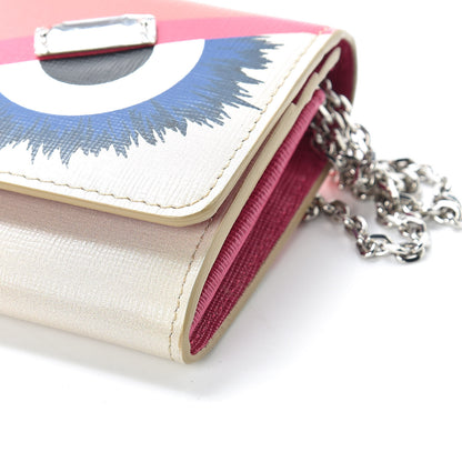 Fendi Vitello Elite Crystal Eye Monster Continental Wallet on Chain Bellini Multicolor 8 of 9