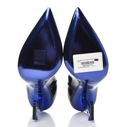 Saint Laurent Patent Opyum 100 Pumps 38 Black Blue Metal 8 of 10