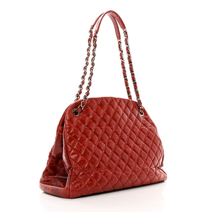 Chanel Glazed Calfskin Quilted Large Just Mademoiselle Bowling Bag Red 3 of 13
