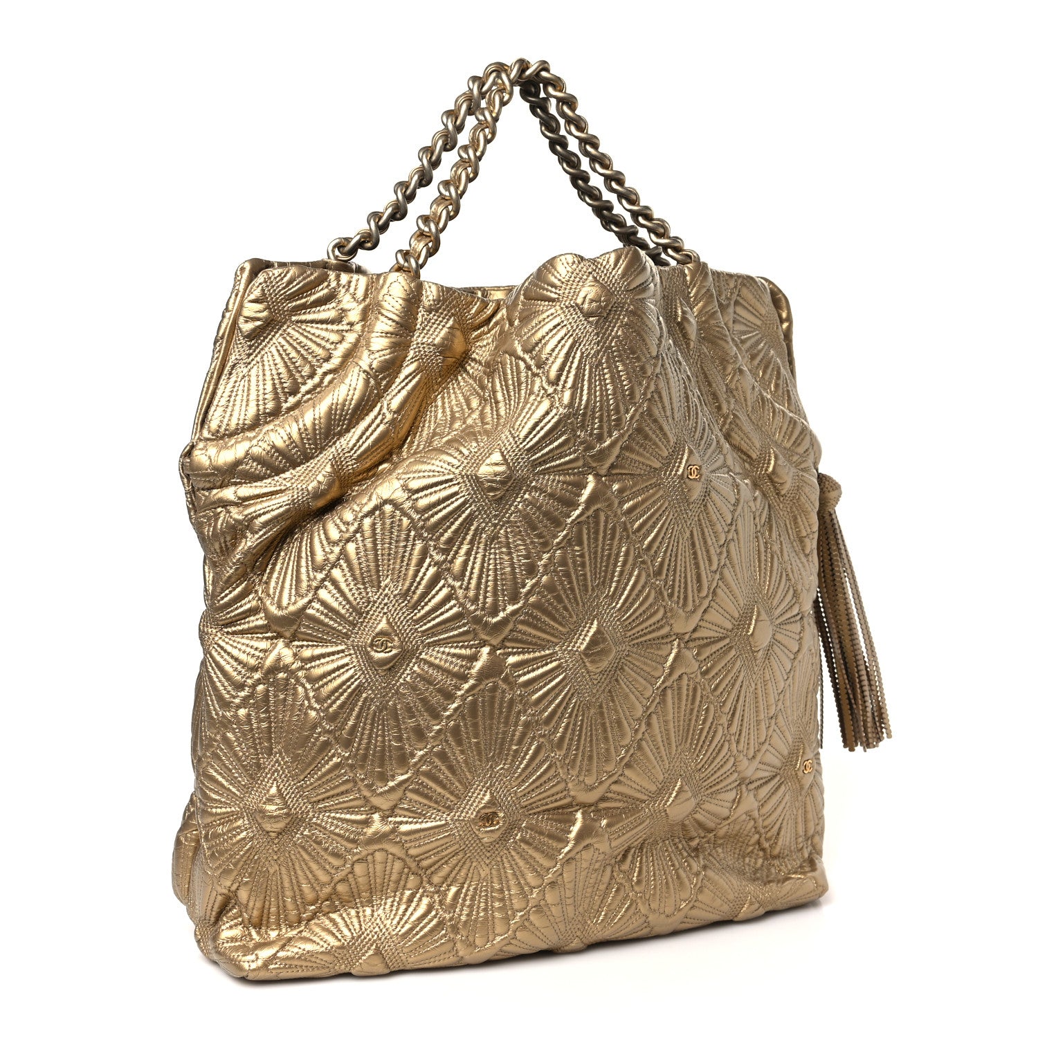 Chanel Calfskin Embroidered Ca D'Oro Tote Gold 3 of 9