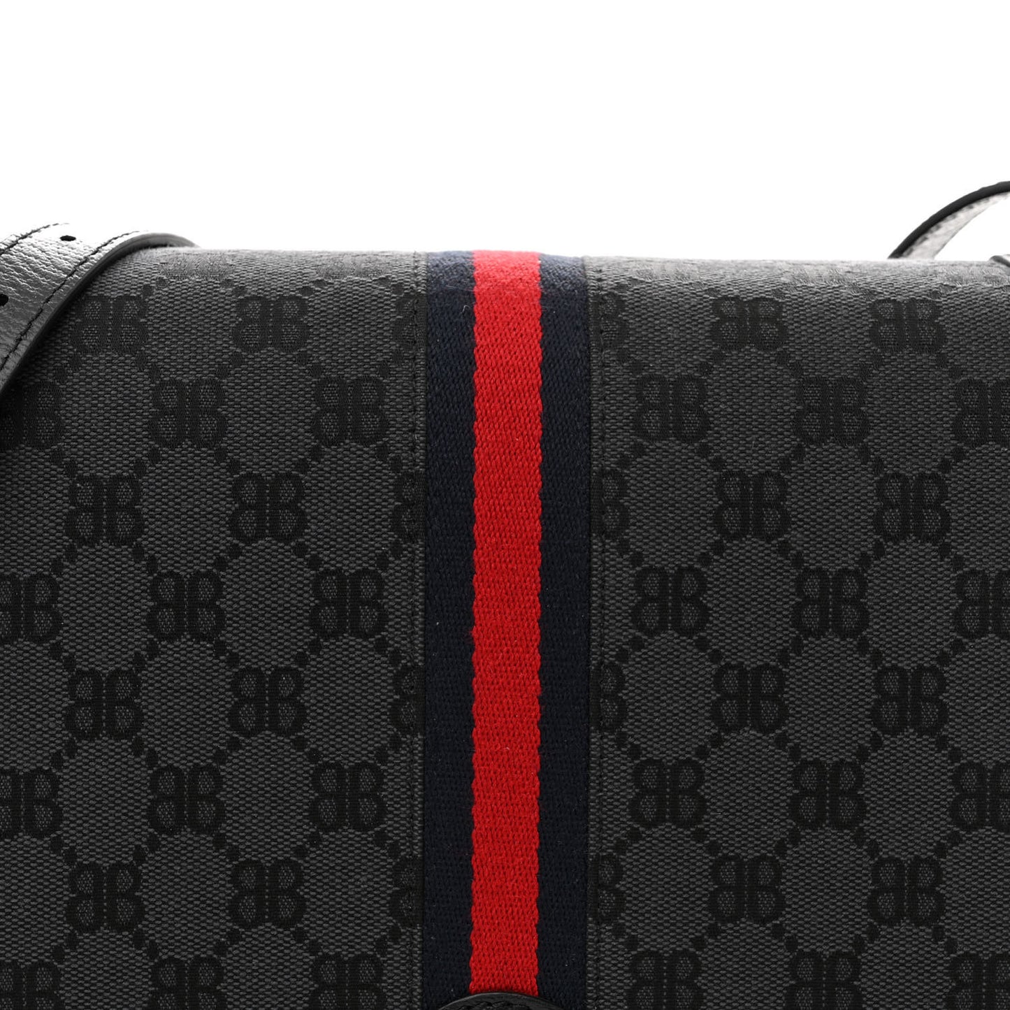 X BALENCIAGA BB Supreme Monogram Web Ophidia Shoulder Bag Black