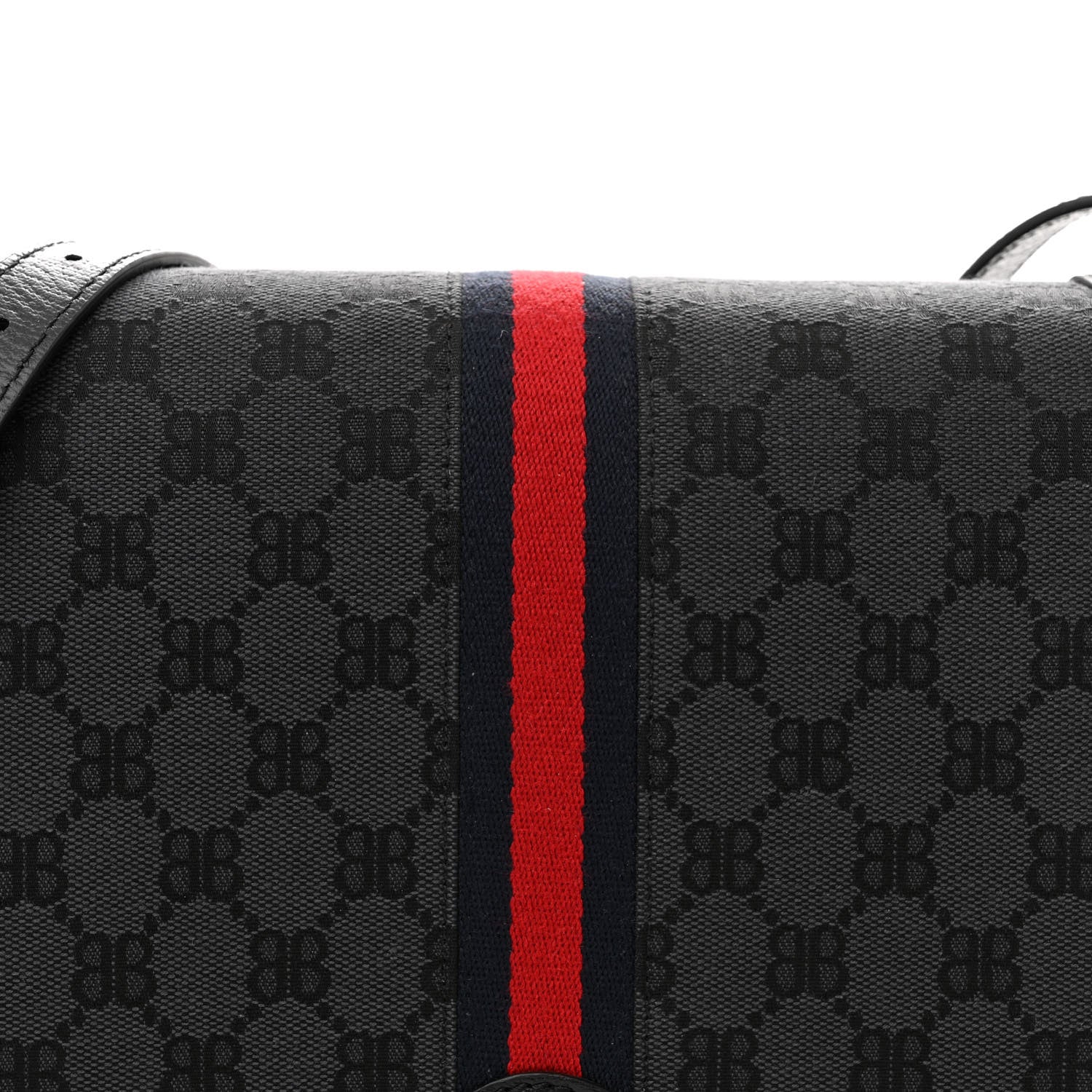 Gucci X BALENCIAGA BB Supreme Monogram Web Ophidia Shoulder Bag Black 8 of 10