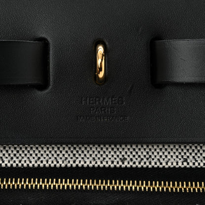 Hermes Toile H Berline Vache Hunter Herbag Zip PM 31 Black Ecru 7 of 12