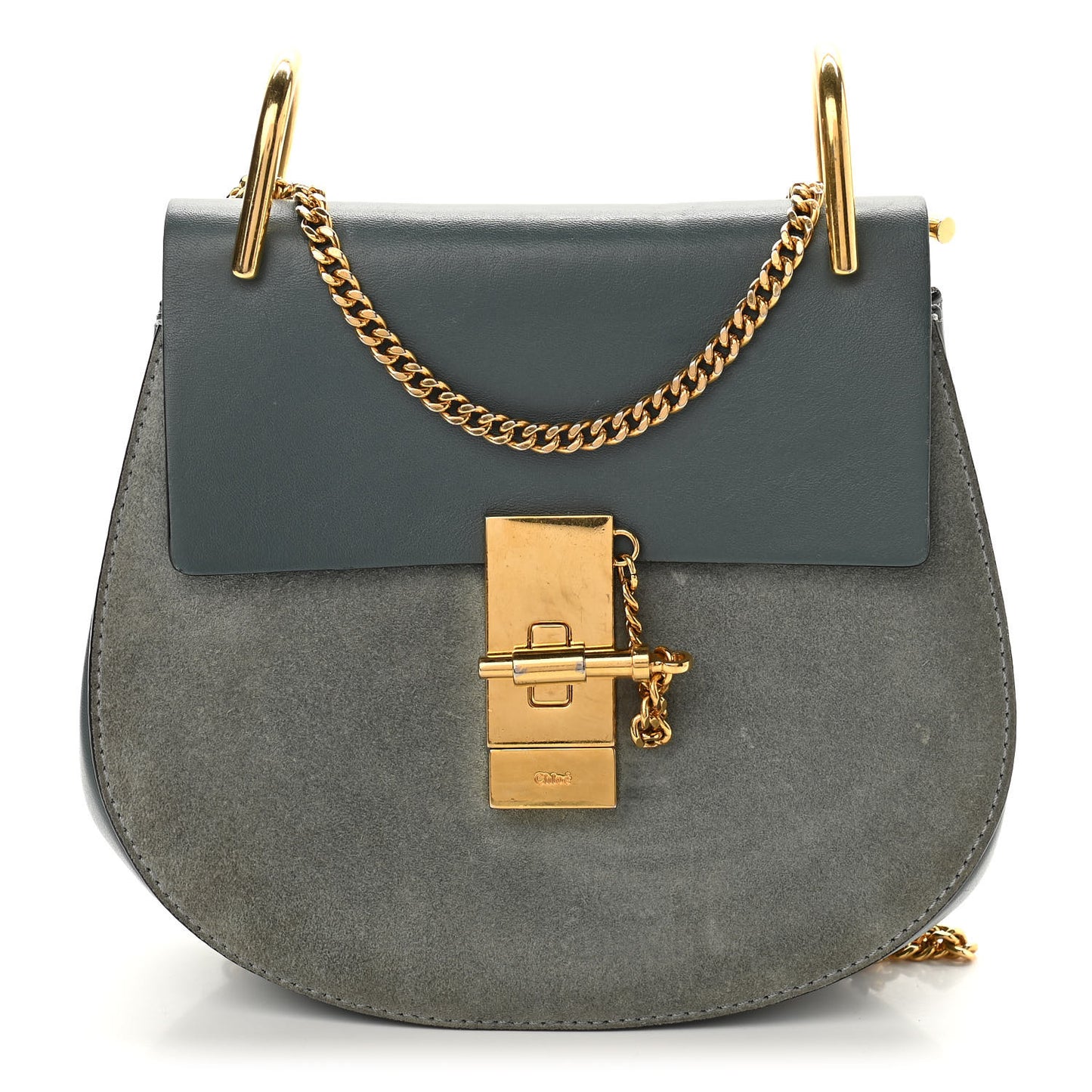 Suede Smooth Calfskin Mini Drew Shoulder Bag Cloudy Blue