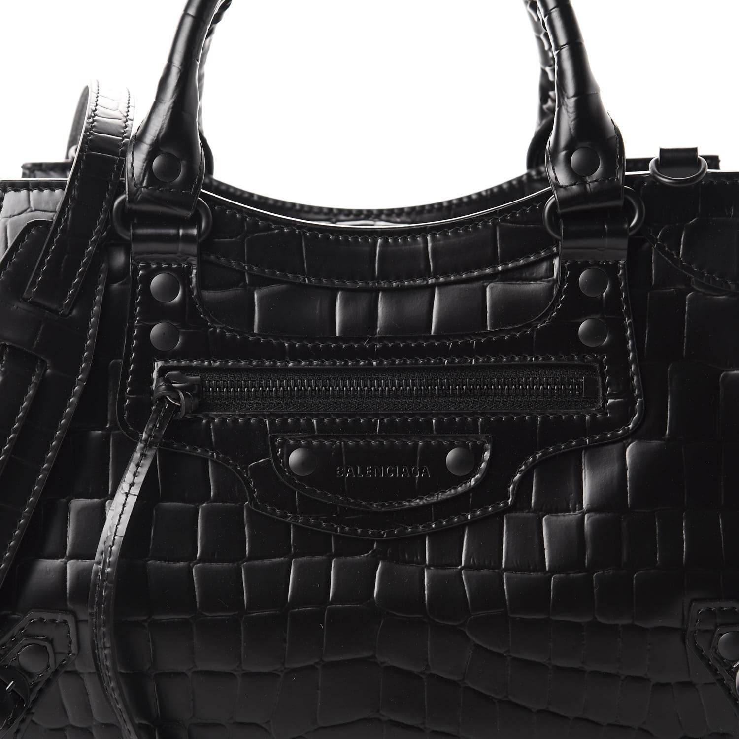 Balenciaga Semi Shiny Calfskin Crocodile Embossed Neo Classic Black Hardware S City Black 10 of 10