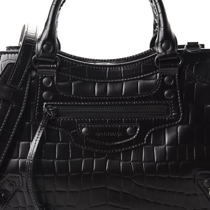Balenciaga Semi Shiny Calfskin Crocodile Embossed Neo Classic Black Hardware S City Black 10 of 10
