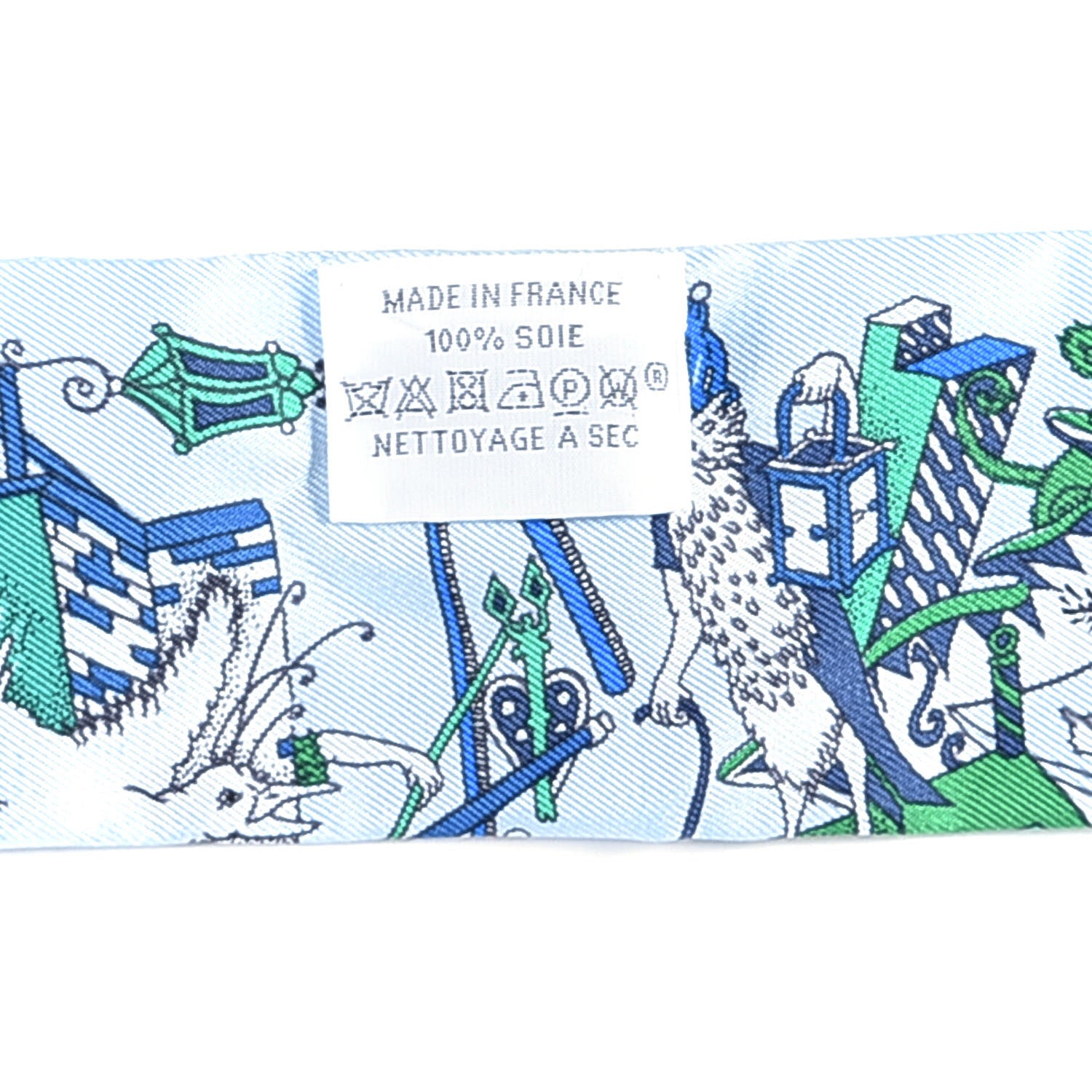 Hermes Silk La Folle Parade Twilly Bleu Ciel Vert Cobalt 4 of 4