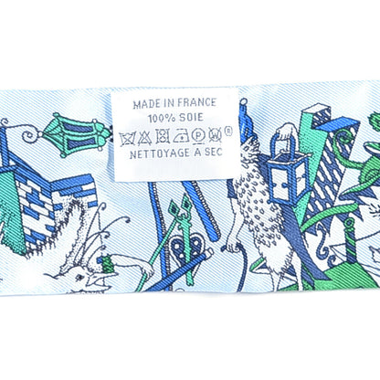 Hermes Silk La Folle Parade Twilly Bleu Ciel Vert Cobalt 4 of 4