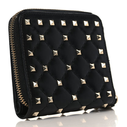 Valentino Garavani Nappa Rockstud Spike Zip Card Holder Black 3 of 6