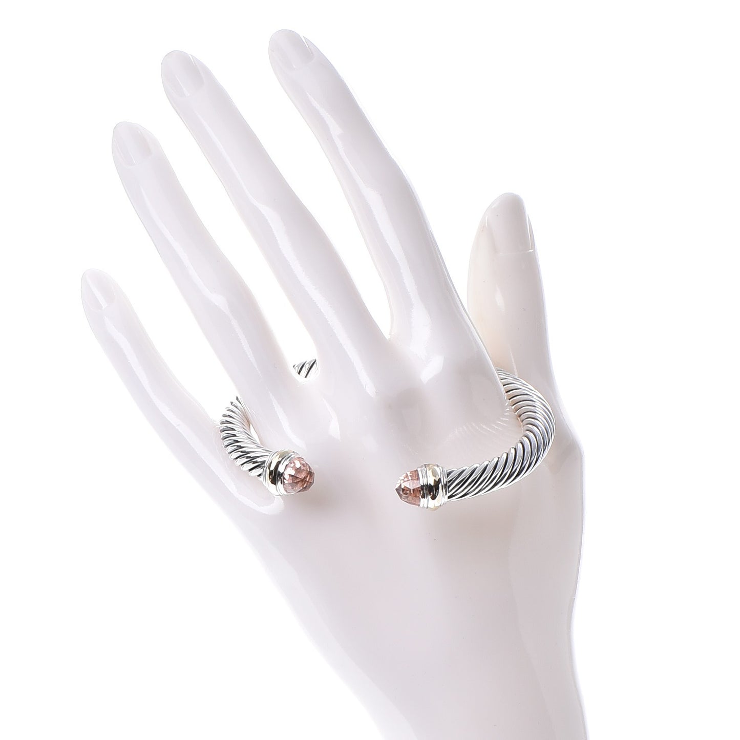 Sterling Silver 14K Yellow Gold Morganite 7mm Cable Classics Bracelet
