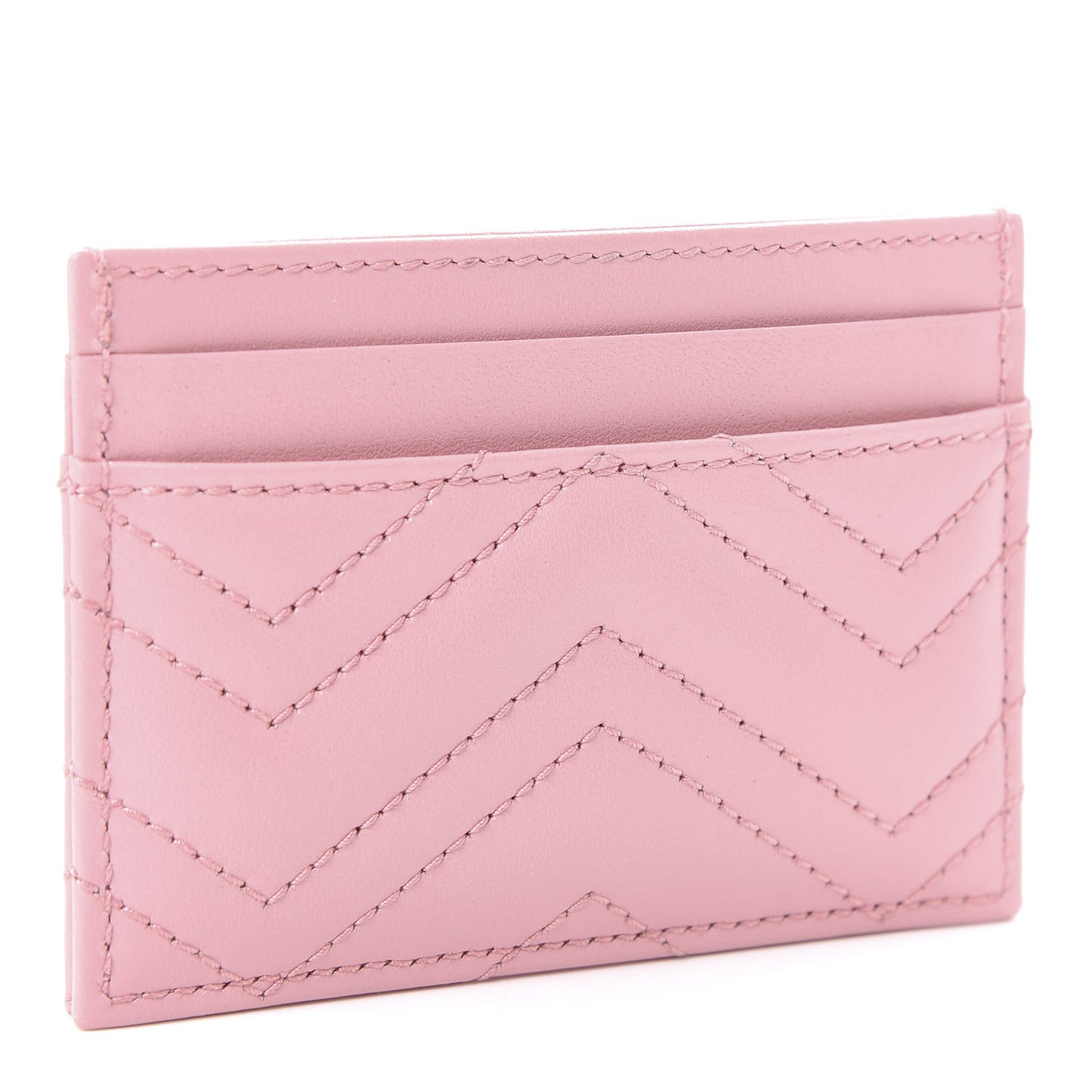 Calfskin Matelasse GG Marmont Card Holder Wild Rose