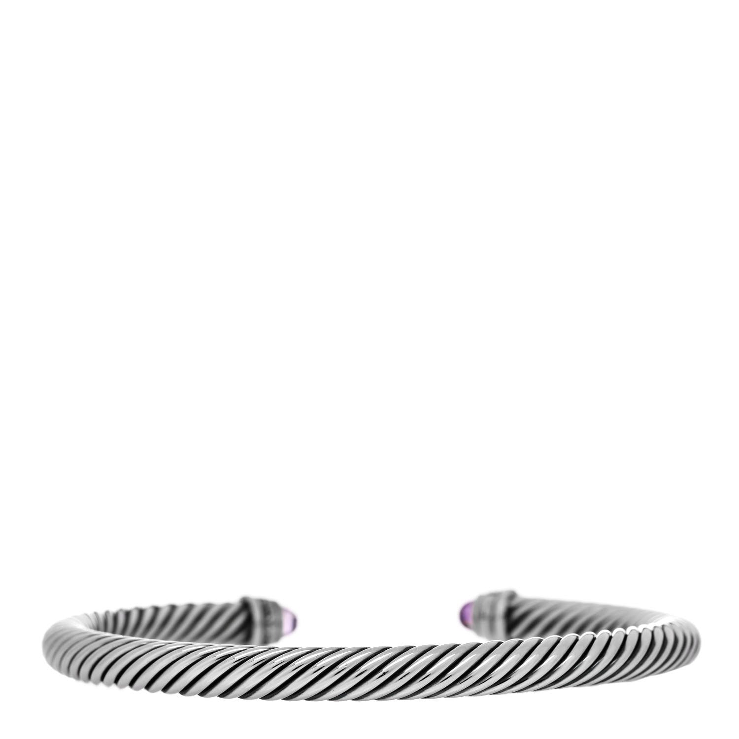 David Yurman Sterling Silver Diamond Amethyst 5mm Cable Classics Bracelet 2 of 3