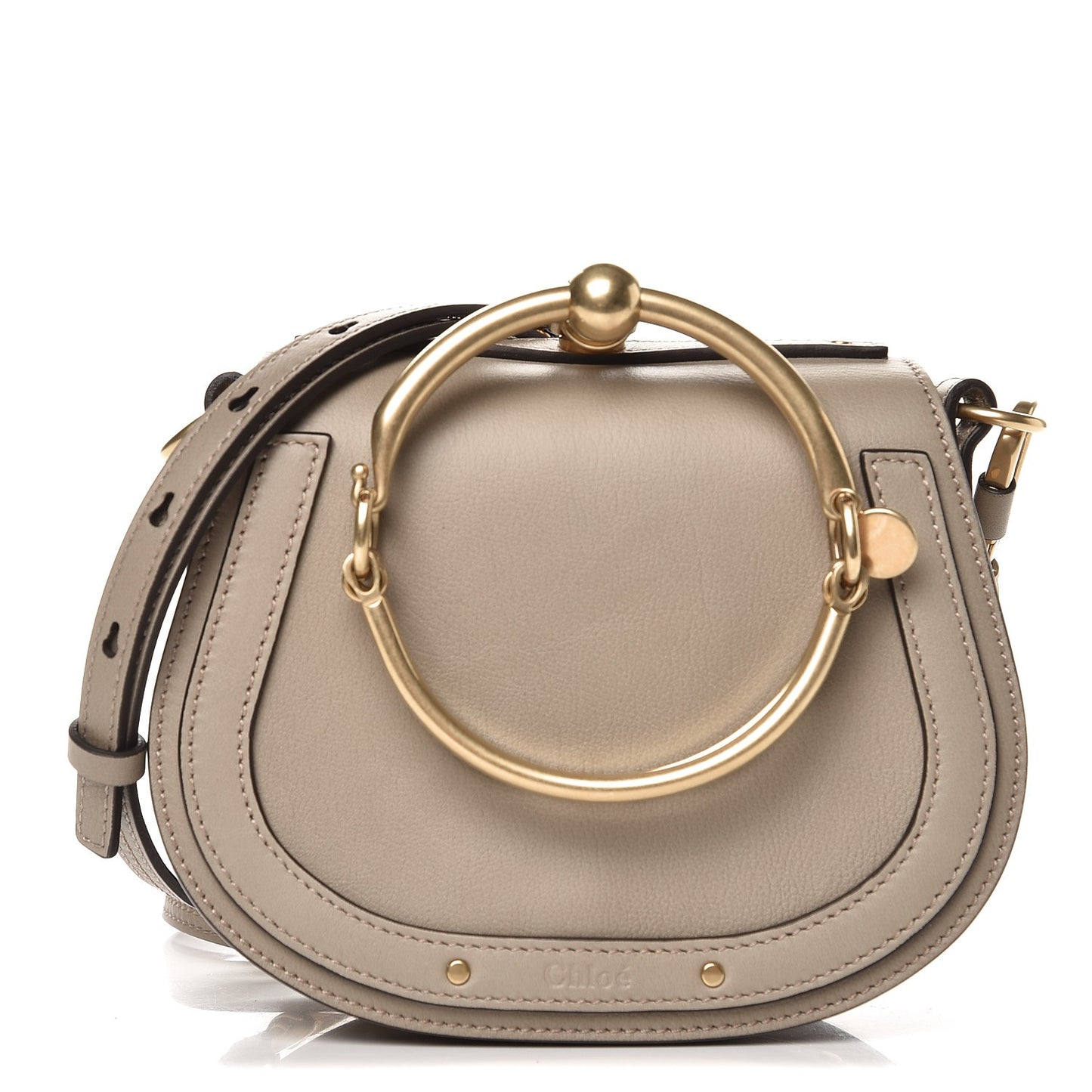 Calfskin Suede Small Nile Bracelet Bag Motty Grey