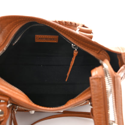 Balenciaga Agneau Classic Silver Hardware Mini City Logo Strap Camel Black 5 of 10
