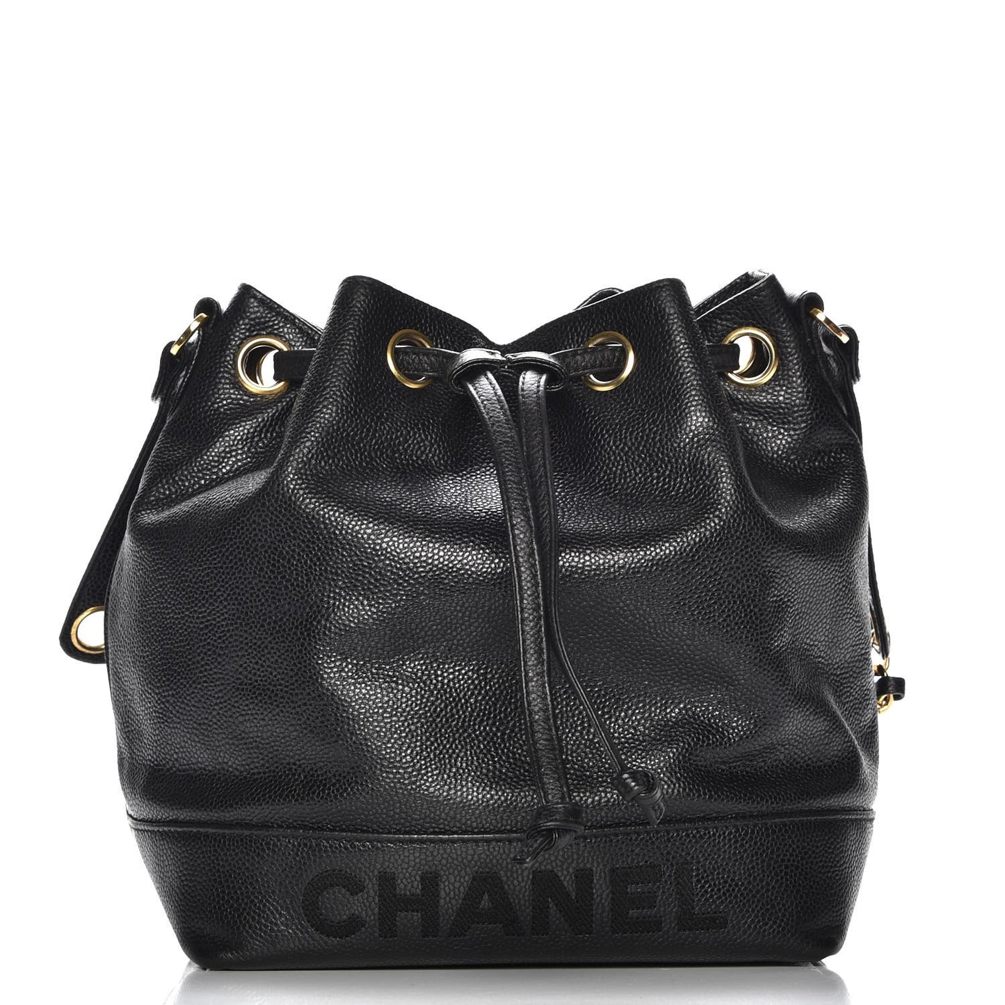 Caviar CC Drawstring Shoulder Bag Black