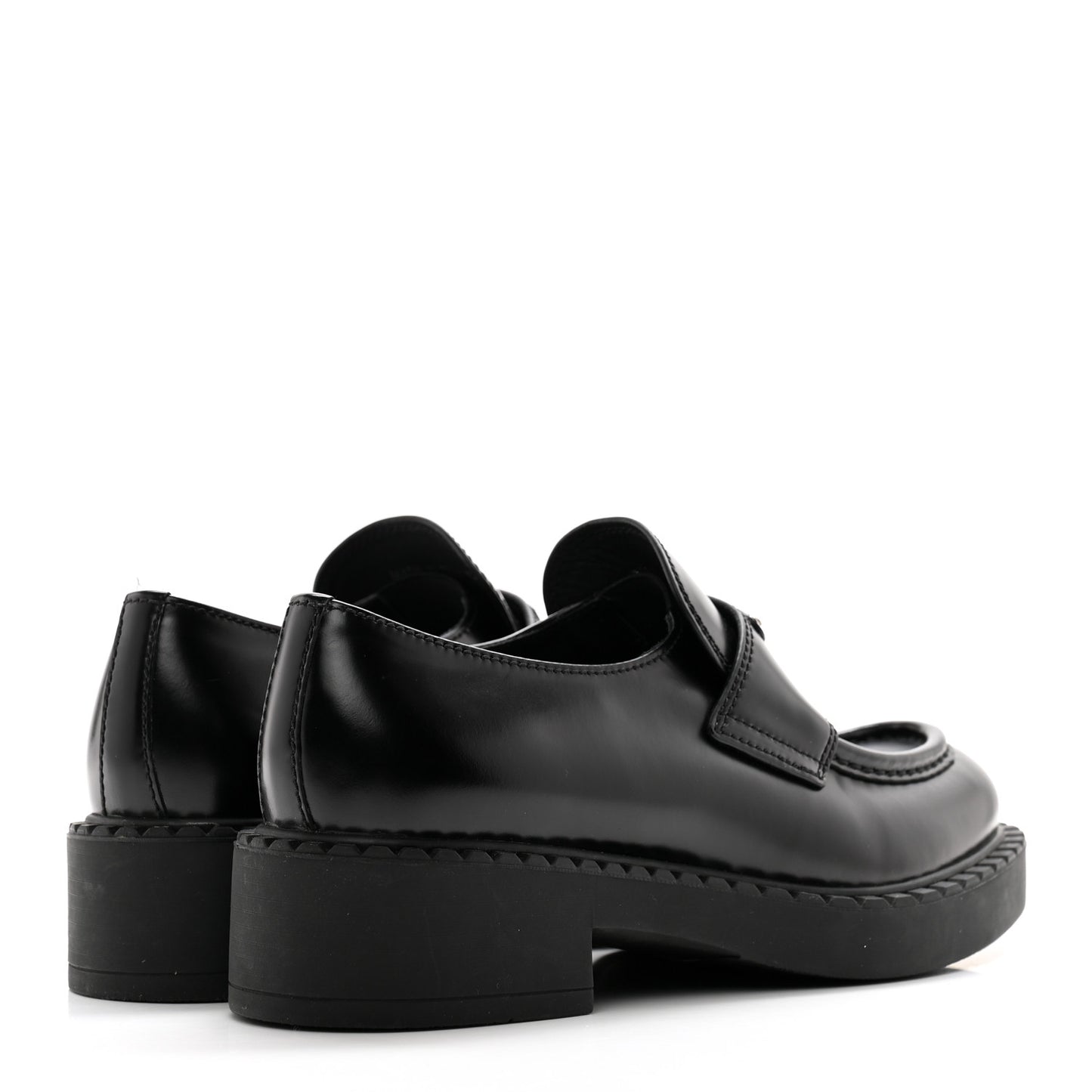 Spazzolato Metal Triangle Logo 50mm Loafers 37 Black
