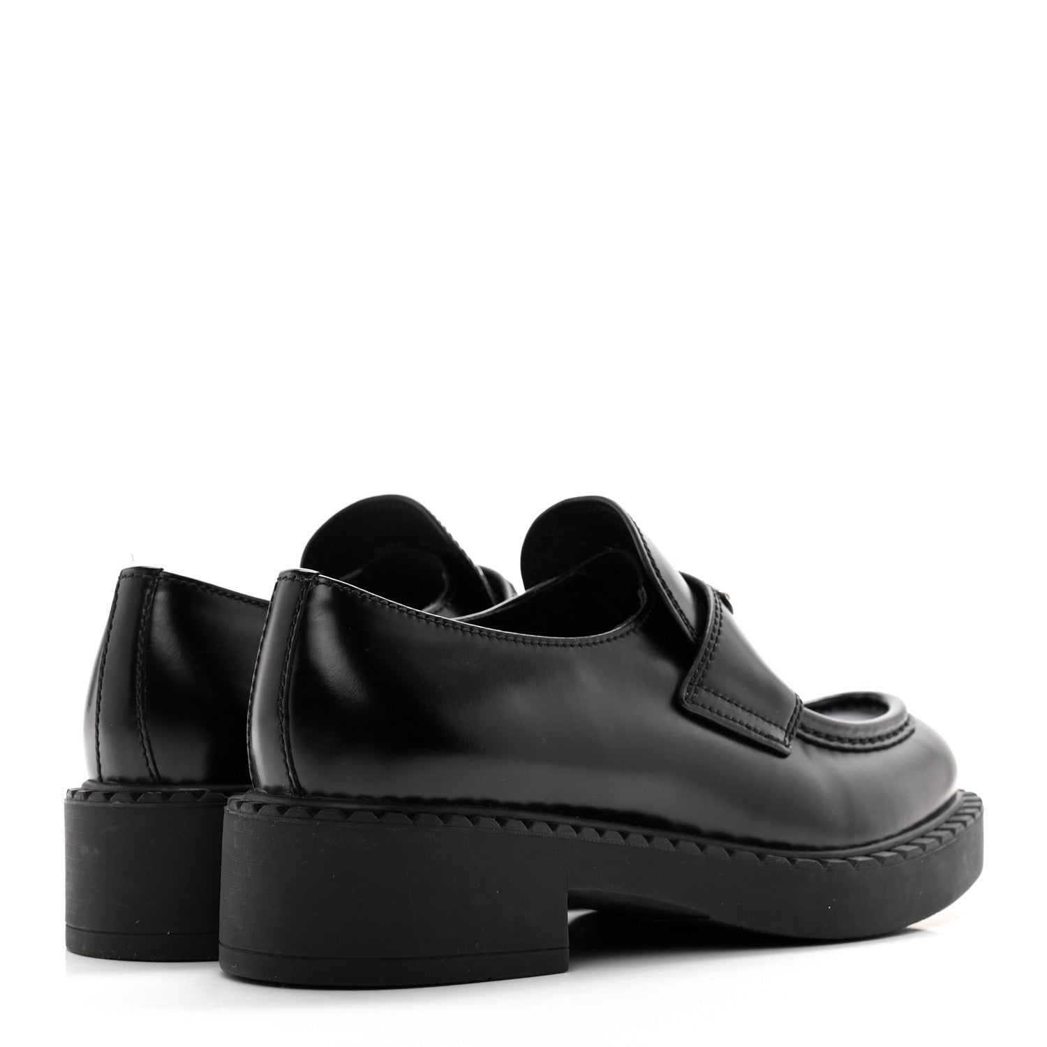 Prada Spazzolato Metal Triangle Logo 50mm Loafers 37 Black 4 of 10