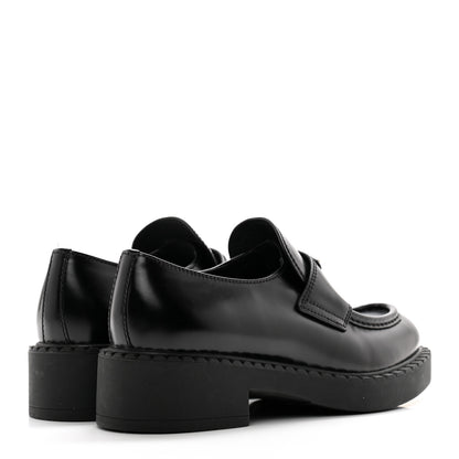 Prada Spazzolato Metal Triangle Logo 50mm Loafers 37 Black 4 of 10