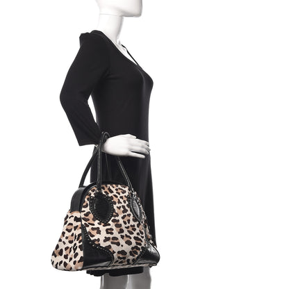 Alaia Calf Hair Leopard Print Lizard Calfskin Embossed Studded Tote 2 of 9