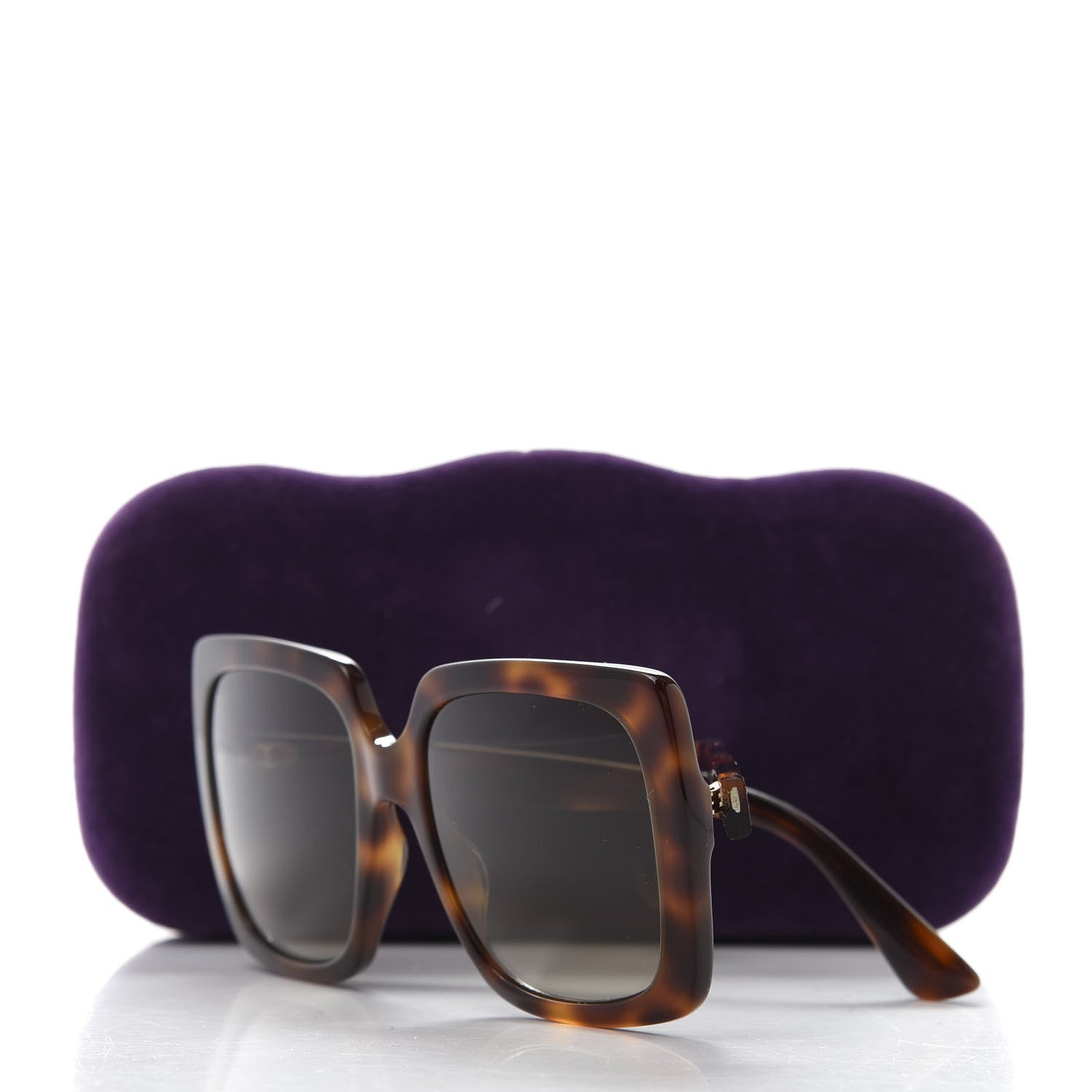 Gucci Acetate Square Frame Crystal Sunglasses GG 0418S Tortoiseshell 8 of 8
