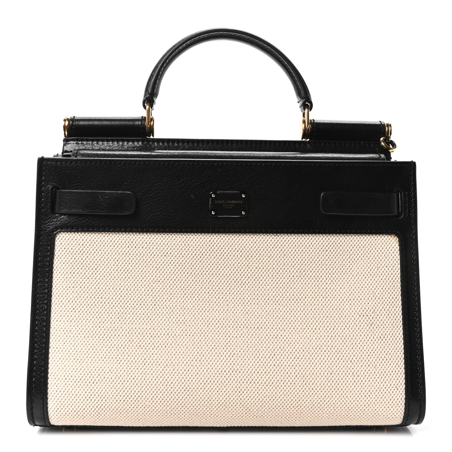 Dolce & Gabbana Calfskin Canvas Medium Sicily 62 Naturale Black 1 of 10