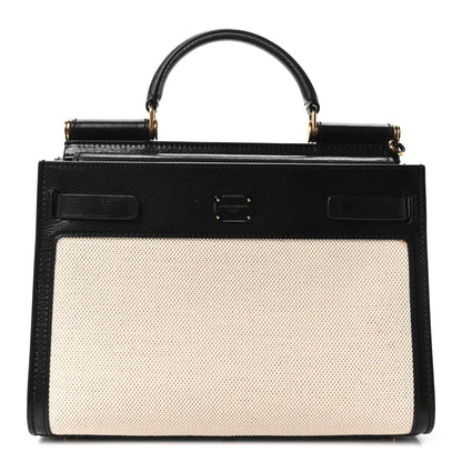 Dolce & Gabbana Calfskin Canvas Medium Sicily 62 Naturale Black 1 of 10