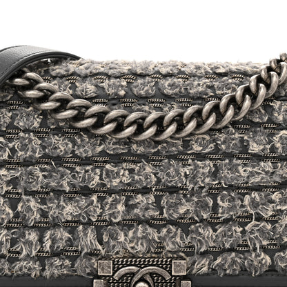 Chanel Tweed Calfskin Medium Boy Flap Grey 8 of 10