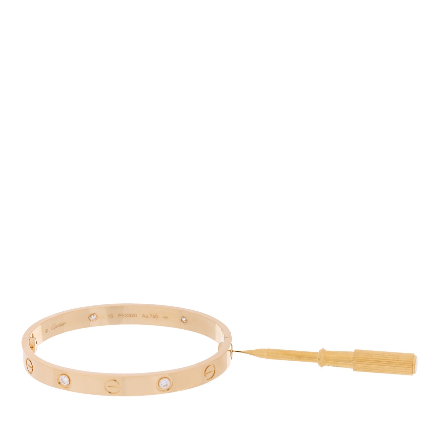 18K Yellow Gold 4 Diamond LOVE Bracelet 16