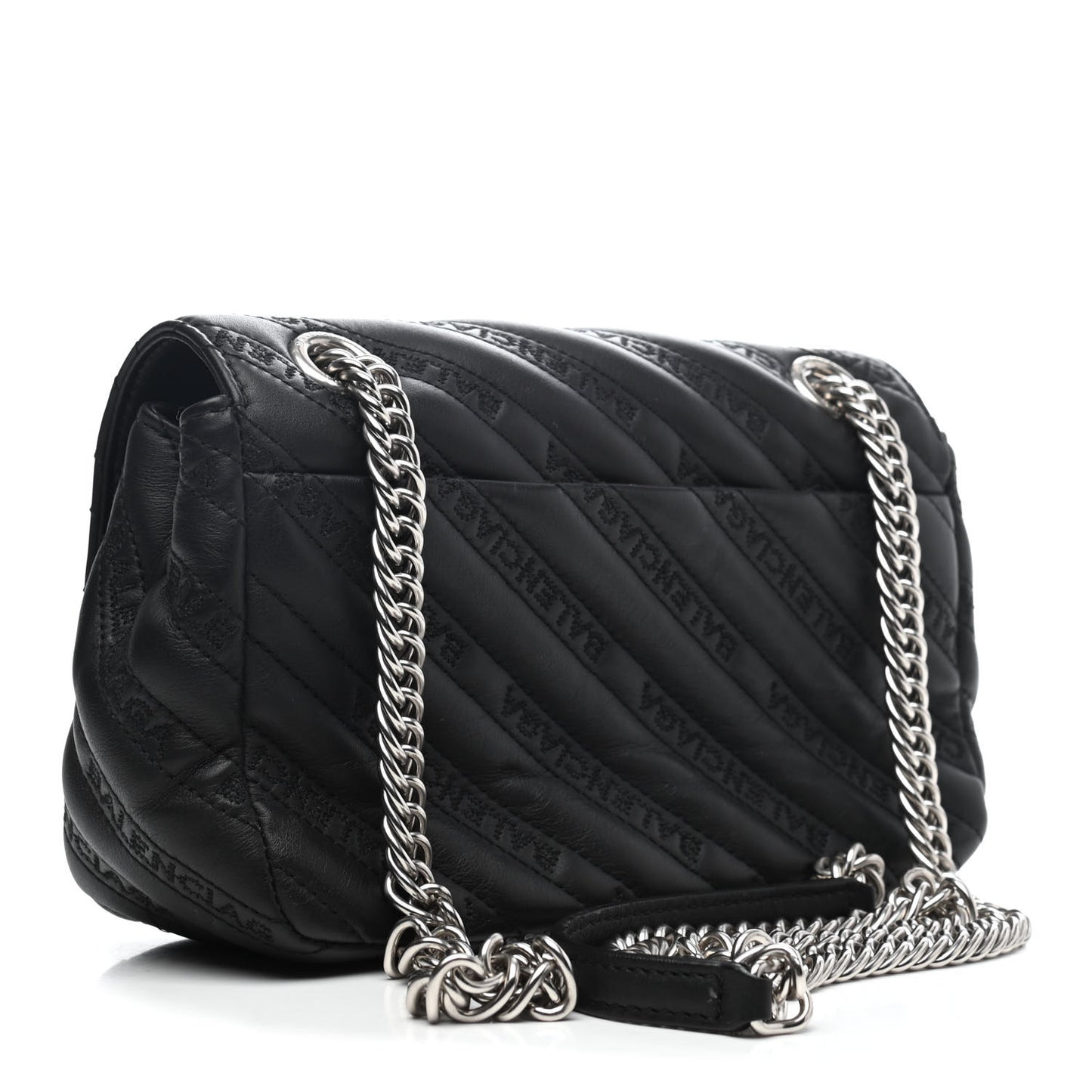 Calfskin Logo Matelasse S BB Round Shoulder Bag Black