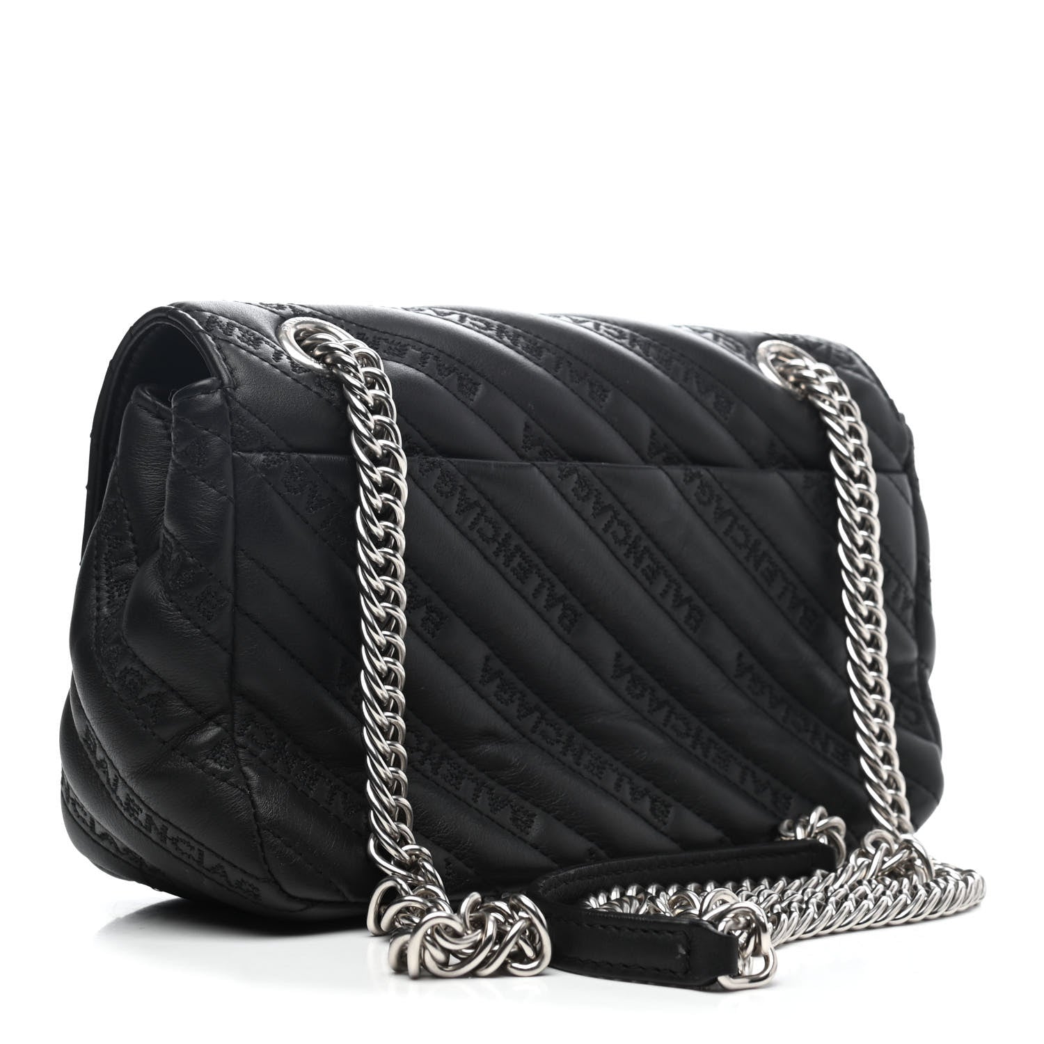 Balenciaga Calfskin Logo Matelasse S BB Round Shoulder Bag Black 2 of 4