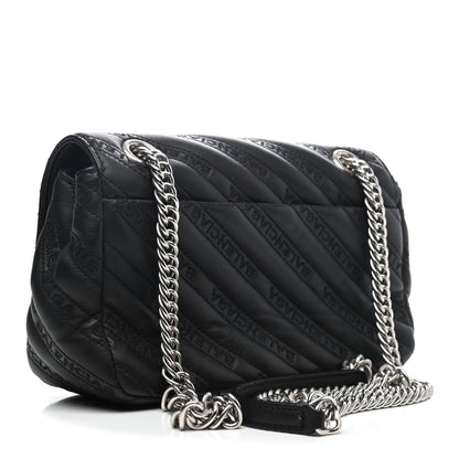 Balenciaga Calfskin Logo Matelasse S BB Round Shoulder Bag Black 2 of 4