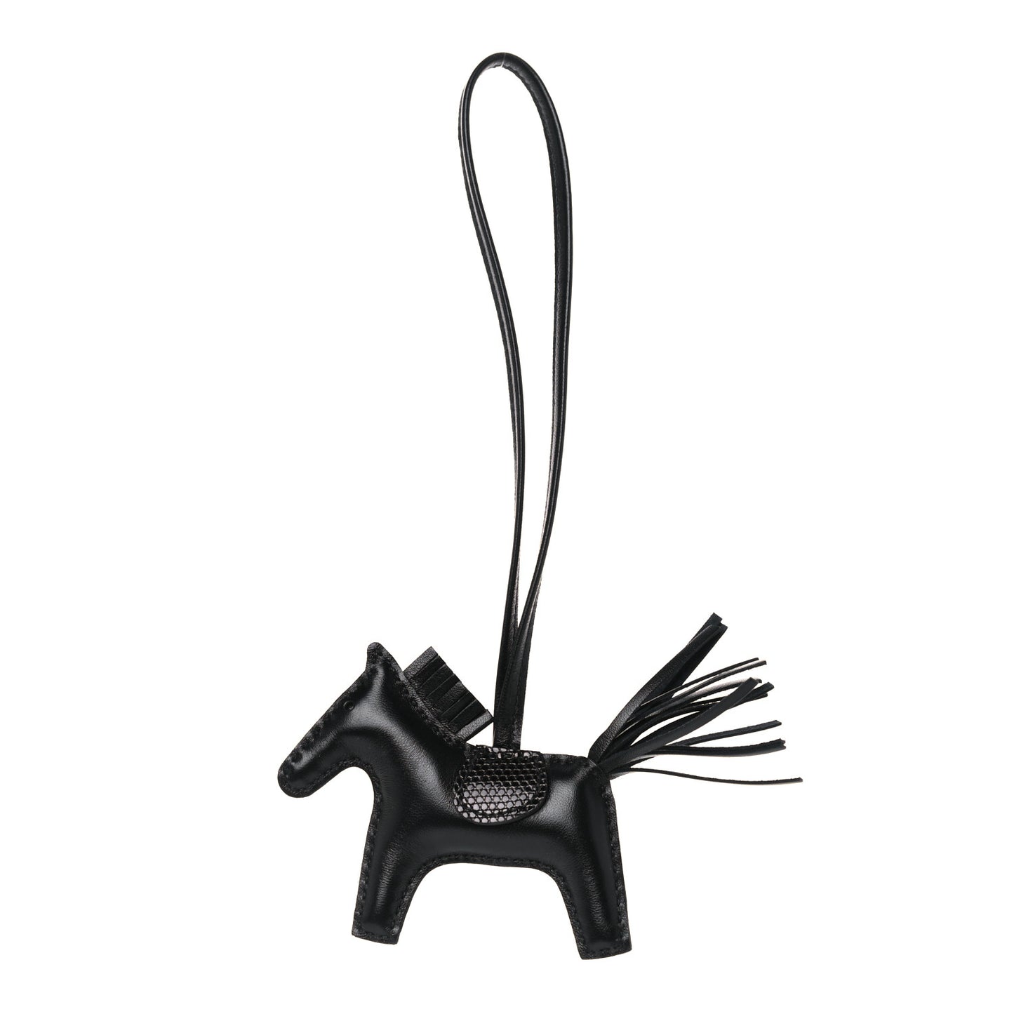 Milo Lambskin Lizard Touch Grigri Rodeo Horse Bag Charm PM So Black