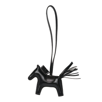Hermes Milo Lambskin Lizard Touch Grigri Rodeo Horse Bag Charm PM So Black 1 of 4