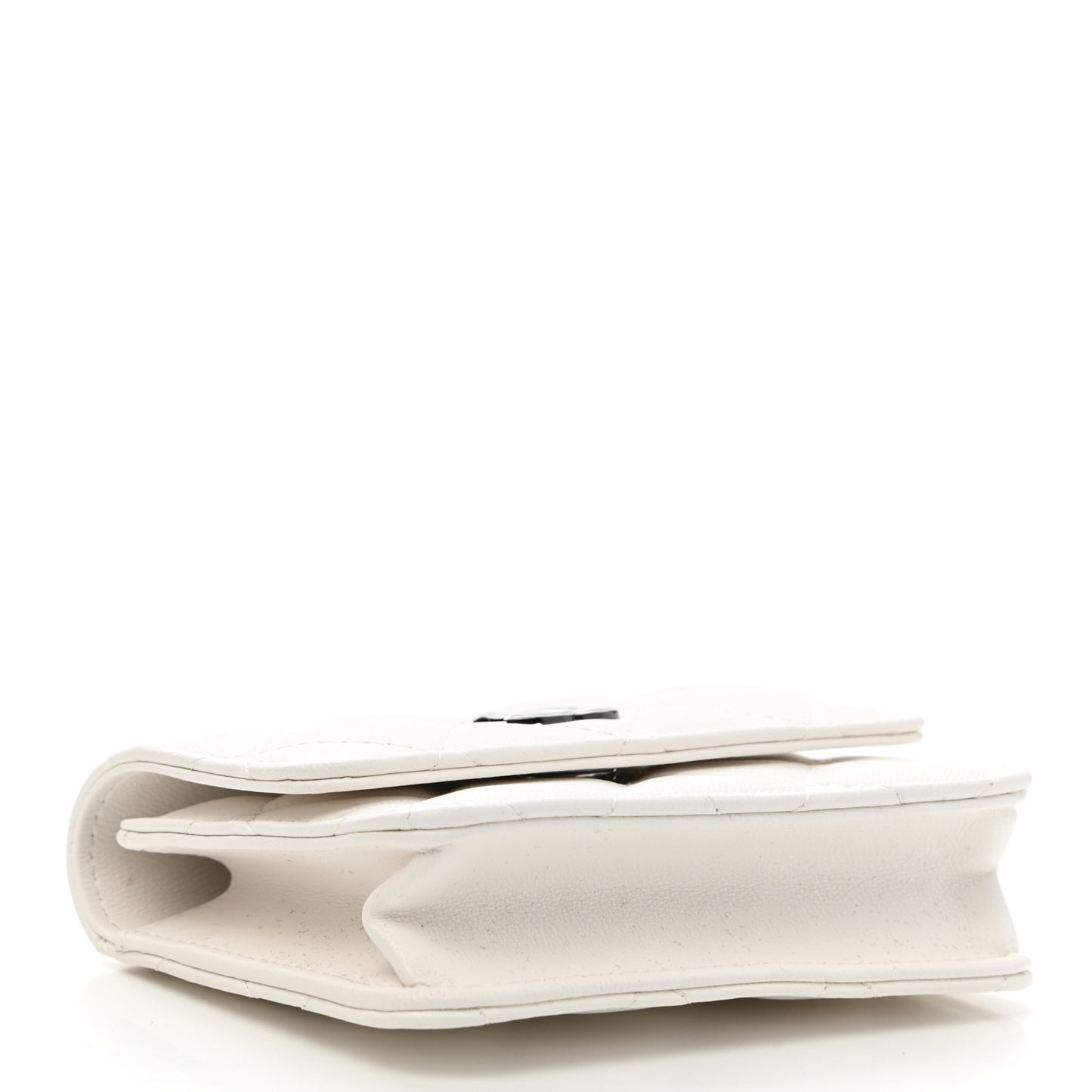 Lambskin Quilted CC Hook Card Holder White