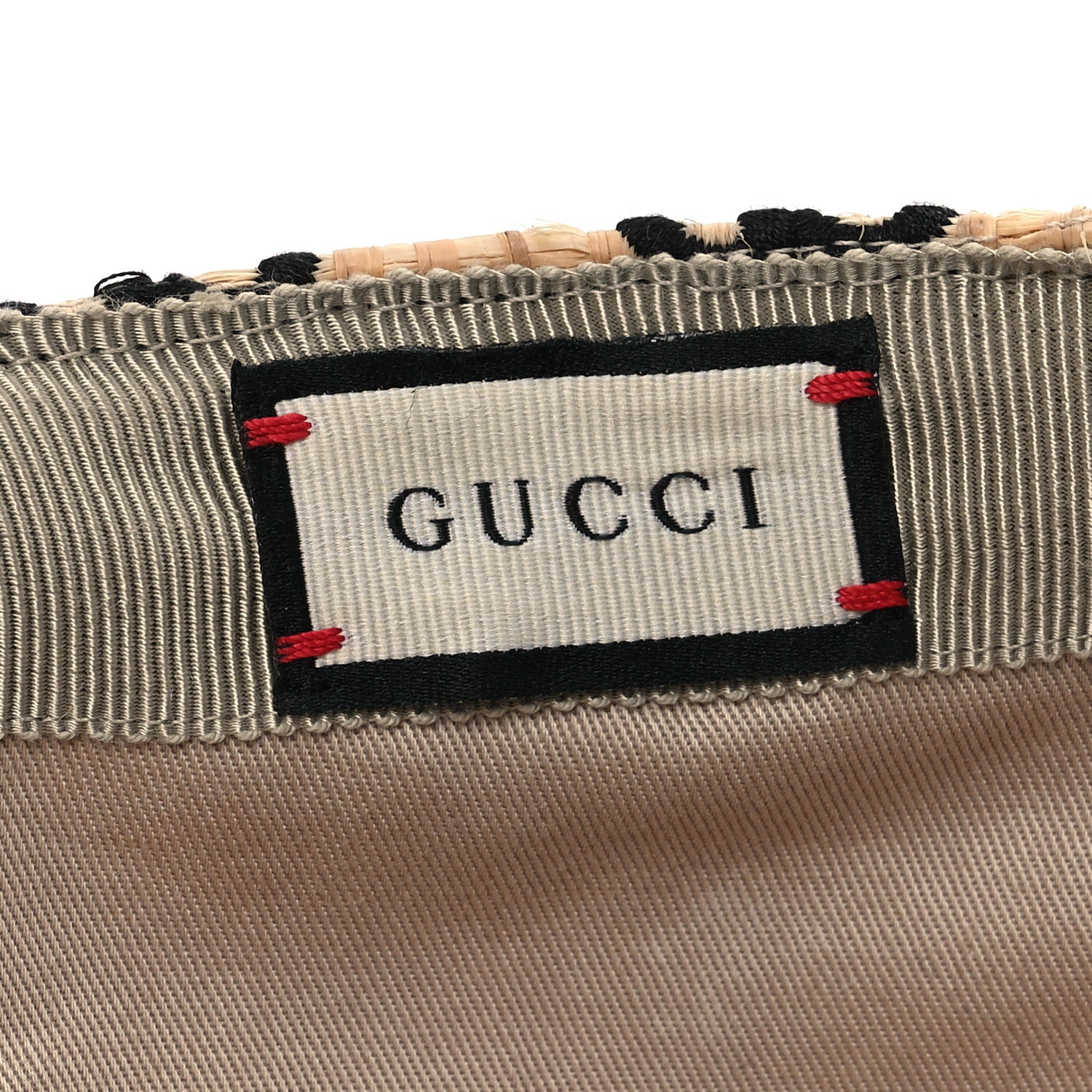 Gucci Raffia GG Monogram Elaphe Embroidered Aisha Baseball Hat XL Ivory Black 8 of 10