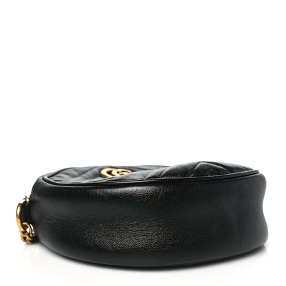 Gucci Azalea Calfskin Matelasse Heart Mini GG Marmont Round Shoulder Bag Black 4 of 11
