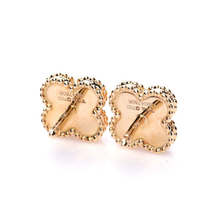 Van Cleef & Arpels 18K Yellow Gold Mother of Pearl Sweet Alhambra Earrings 5 of 5