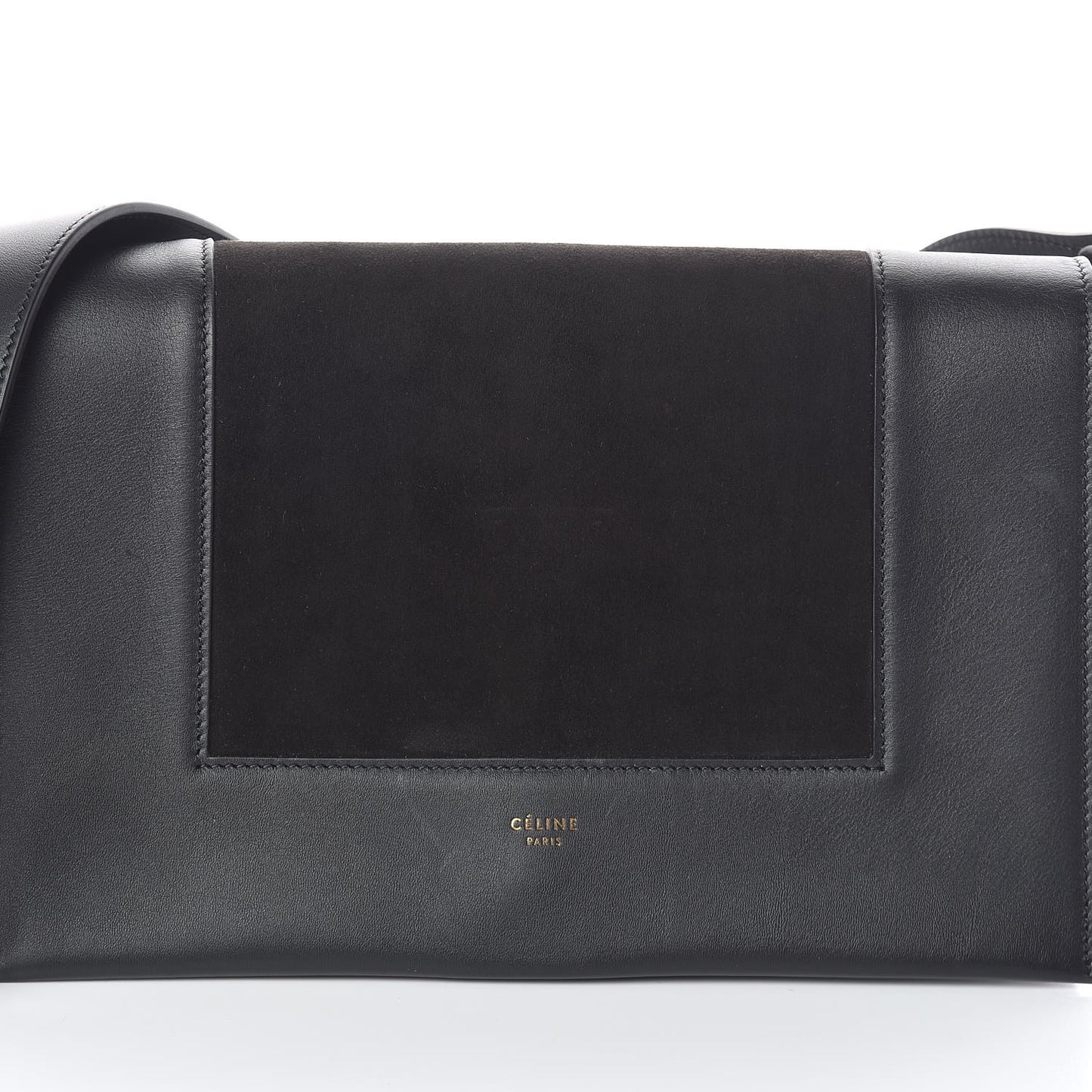Suede Calfskin Medium Frame Shoulder Bag Black