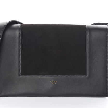 Celine Suede Calfskin Medium Frame Shoulder Bag Black 7 of 9