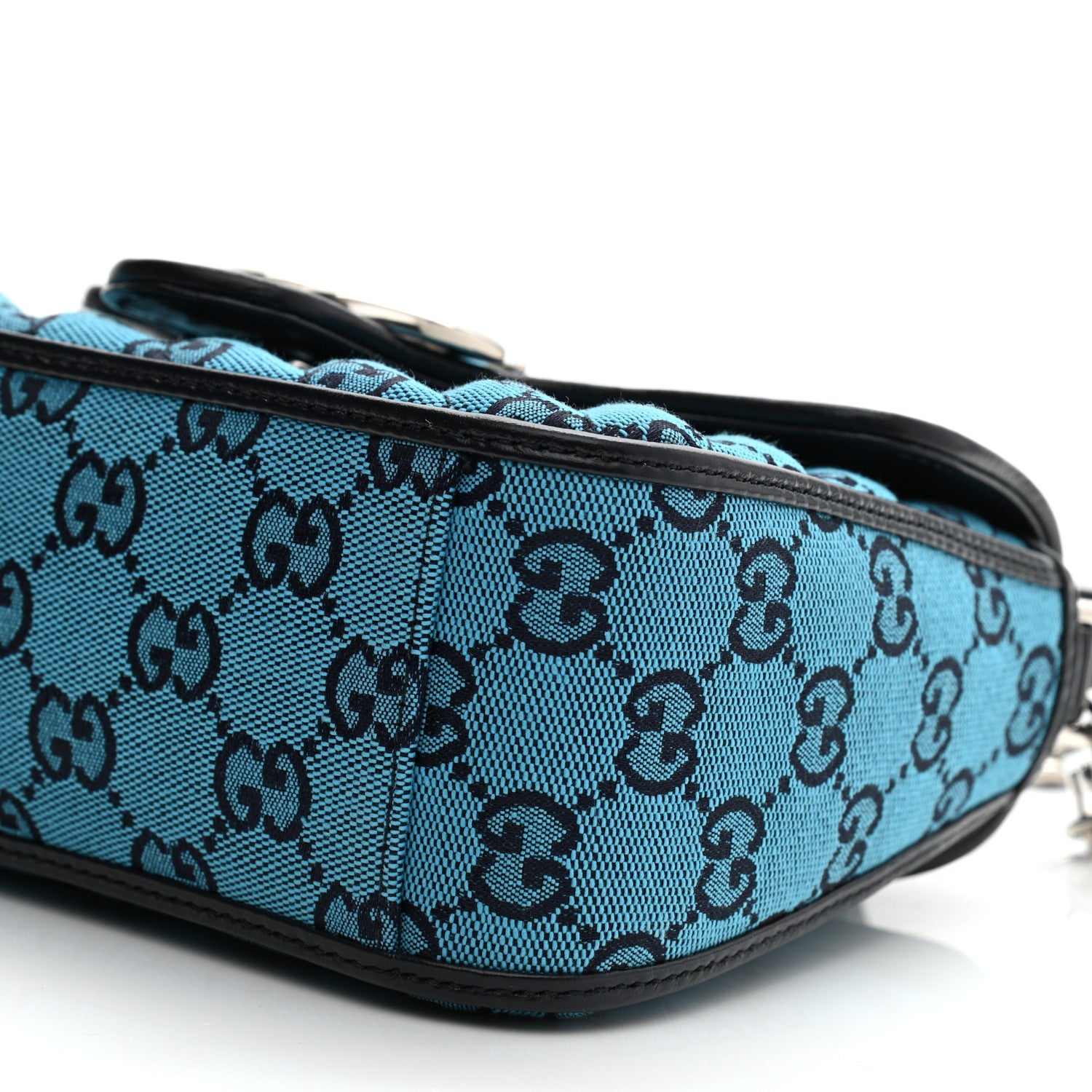 Gucci Monogram Multicolor Matelasse Diagonal Mini GG Marmont Top Handle Shoulder Bag Light Blue 10 of 11